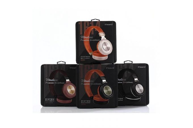 Наушники мониторные беспроводные SAIYO SY-1614 Bluetooth (коричневый)