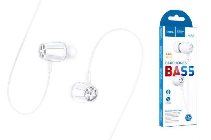 Наушники вакуумные проводные HOCO M88 Graceful universal earphones with mic (белый)