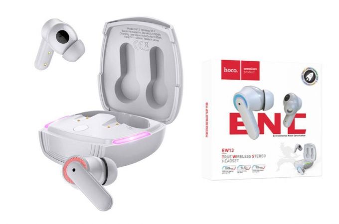 Наушники вакуумные беспроводные HOCO EW13 Magic flowtrue wireless BT headset Bluetooth (серый)