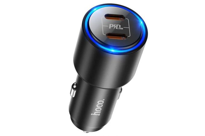 Автомобильное зарядное устройство АЗУ 2USB-C HOCO NZ3 Link QC3.0 + PD40W (черный)