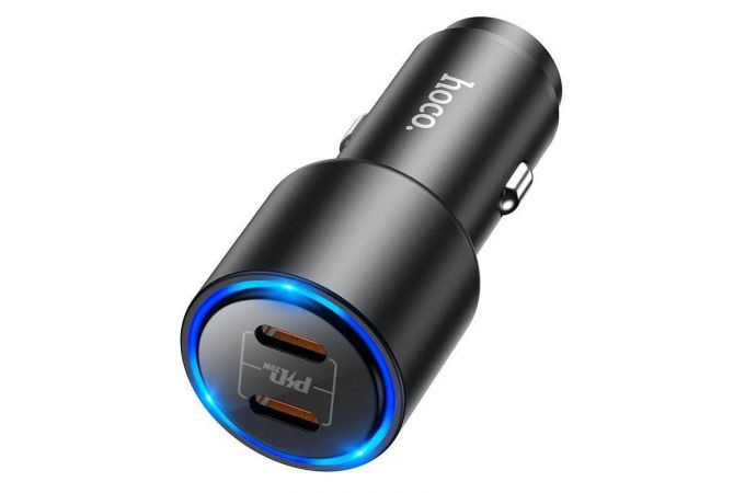 Автомобильное зарядное устройство АЗУ 2USB-C HOCO NZ3 Link QC3.0 + PD40W (черный)