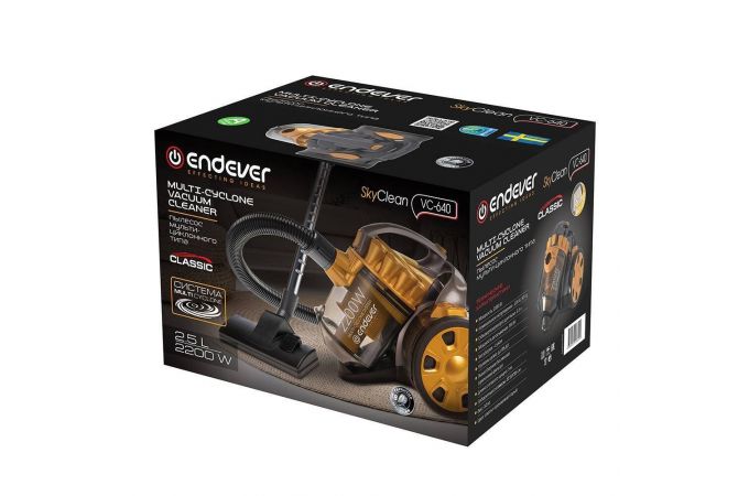 Пылесос ENDEVER SkyClean VC-640 светло-оранжевый 2200Вт/380Вт , без мешка,3,5л