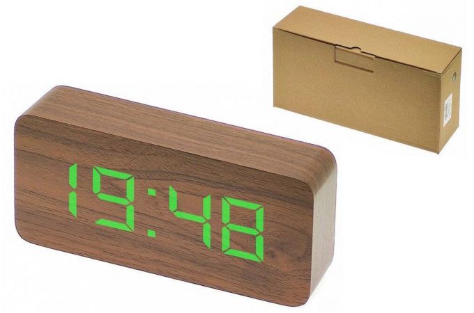 Часы настольные VST 867-4 Зеленые (ТЕМНО-коричневый)