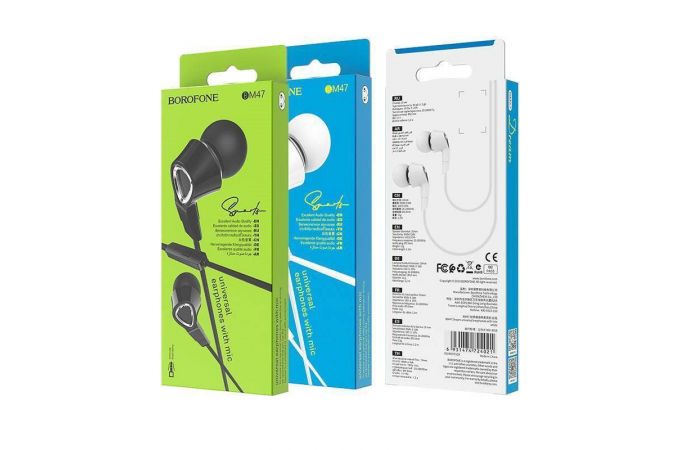 Наушники вакуумные проводные BOROFONE BM47 Dreamt universal earphones (белый)