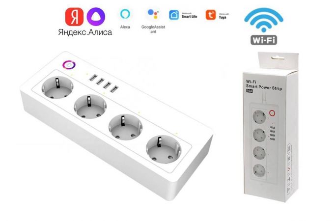 Умный сетевой фильтр Орбита OT-HOS11 1.8м (4*гн,4*USB, Wi-Fi)