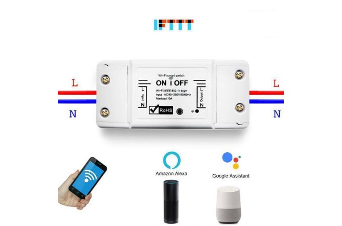 Умное реле (Орбита OT-HOS09 1 канал,10А, Wi-Fi)