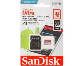 Карта памяти MicroSDHC 32 Gb SanDisk Ultra 120Mb/s  SDSQUA4-032G-GN6MA