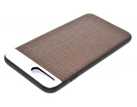 Чехол для iPhone 7 (4.7) кожаный "Под крокодила" с металл. вставкой (коричневый)
