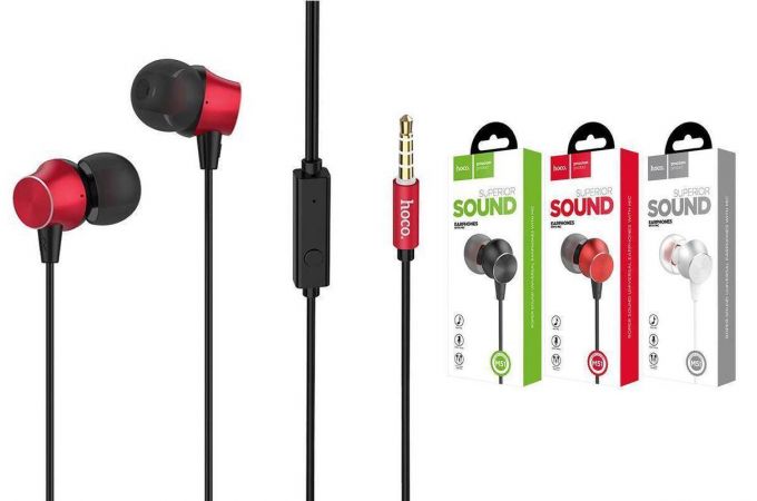 Наушники вакуумные проводные HOCO M51 Proper sound universal l (красный)
