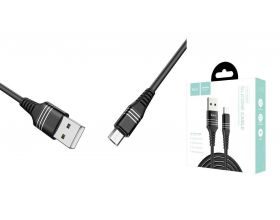 Кабель USB - MicroUSB HOCO U46 2A (черный) 1м (силиконовый)
