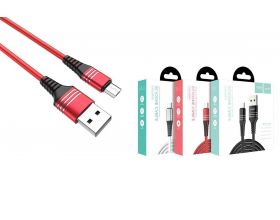 Кабель USB - MicroUSB HOCO U46 2A (красный) 1м (силиконовый)
