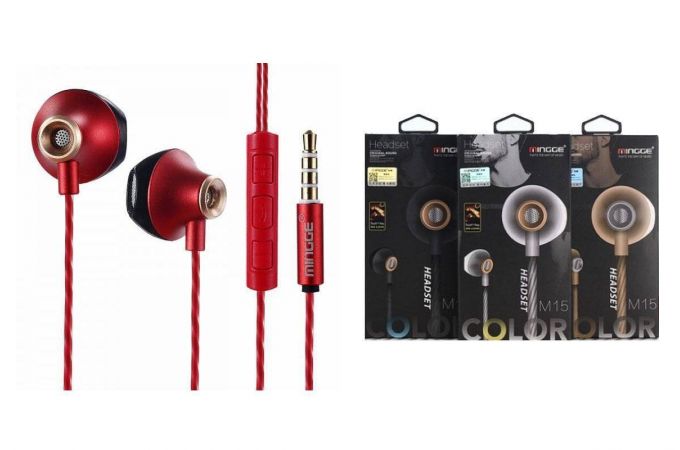 Наушники вакуумные проводные Mingge M15 (красный)