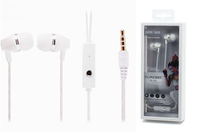 Наушники вакуумные проводные ELMCOEI EV-125 (белый)