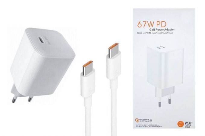 Сетевое зарядное устройство USB-C+ кабель Type-C - Type-C Xiaomi  PD67W (orig.) (белый)