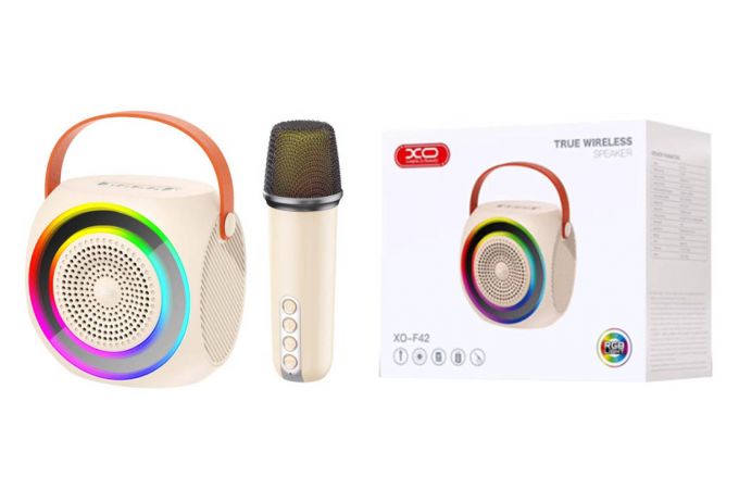 Караоке система мини XO F42 Dazzling RGB Bluetooth Karaoke Stereo with Microphone (белый)