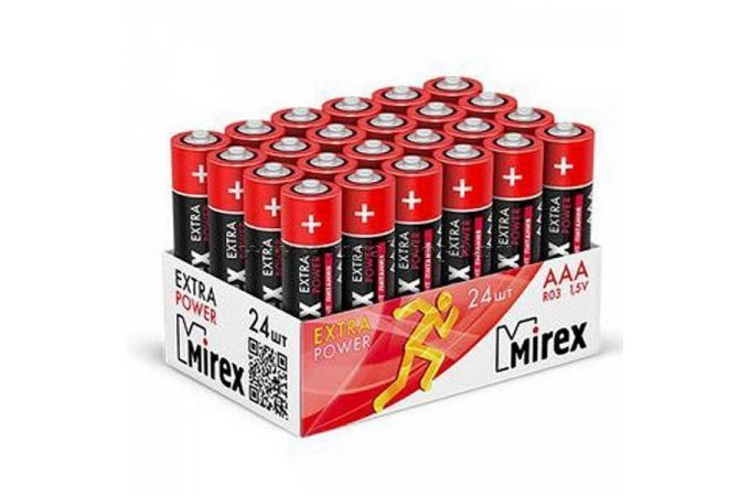 Батарейка солевая Mirex R03 / AAА 1,5V  цена за 24 шт (24/960), showbox (23702-ER03-B24)