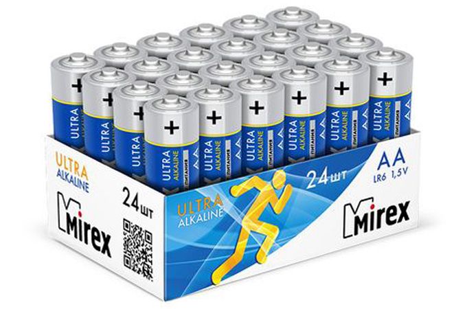 Батарейка алкалиновая Mirex LR6 / AA 1,5V  цена за 24 шт (24/480), showbox (23702-LR6-B24)