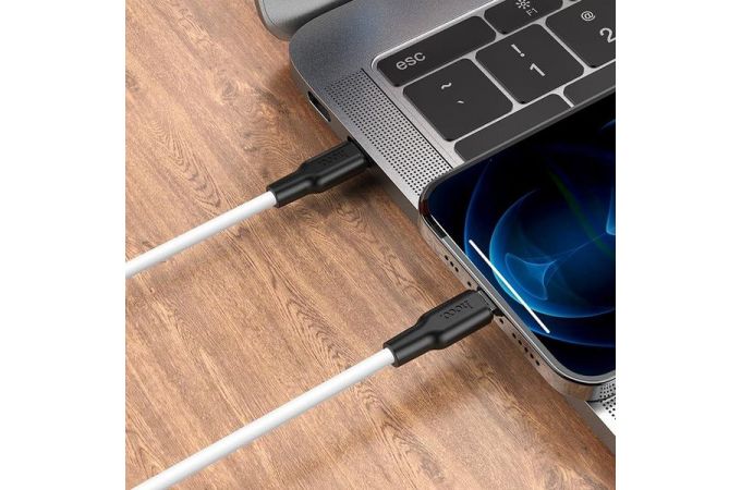 Кабель USB Type-C - Lightning HOCO X21 PLUS, 3A PD20W (белый) 1м (силиконовый)