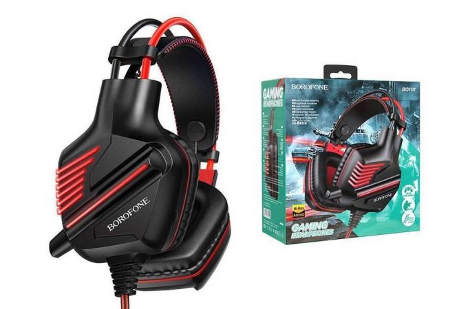 Наушники мониторные проводные с микрофоном BOROFONE BO101 Racing gaming headphones (красный)