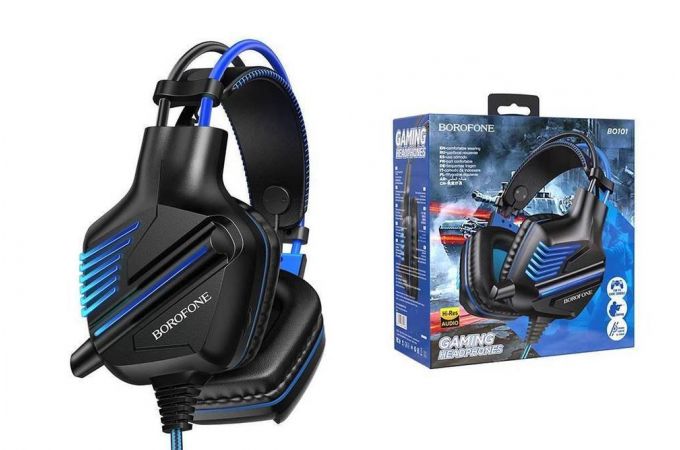 Наушники мониторные проводные с микрофоном BOROFONE BO101 Racing gaming headphones (синий)