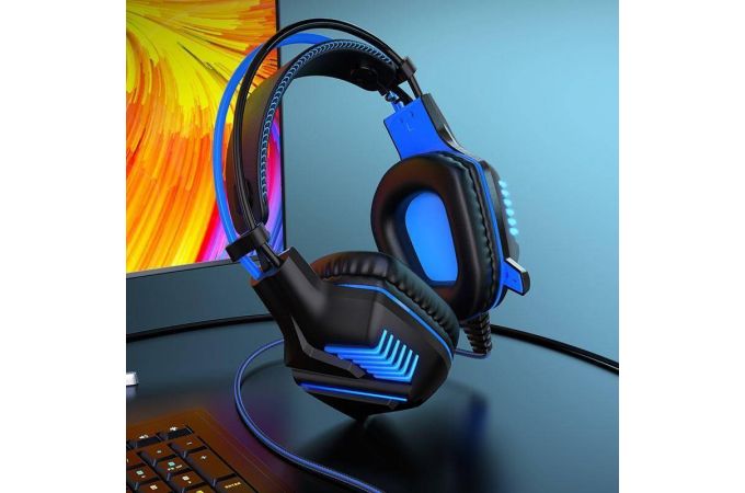 Наушники мониторные проводные с микрофоном BOROFONE BO101 Racing gaming headphones (синий)