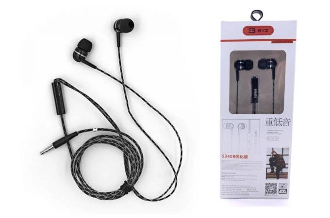 Наушники вакуумные проводные BYZ S340B 1,2м (черный)