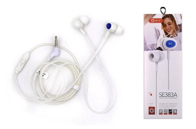 Наушники вакуумные проводные BYZ SE383A 1,2м (белый)
