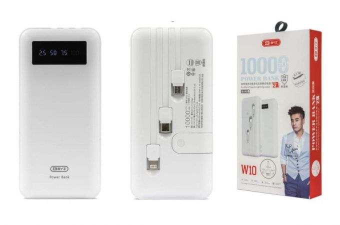 Универсальный дополнительный аккумулятор Power Bank BYZ Power Bank W10 (10000 mAh) (белый)