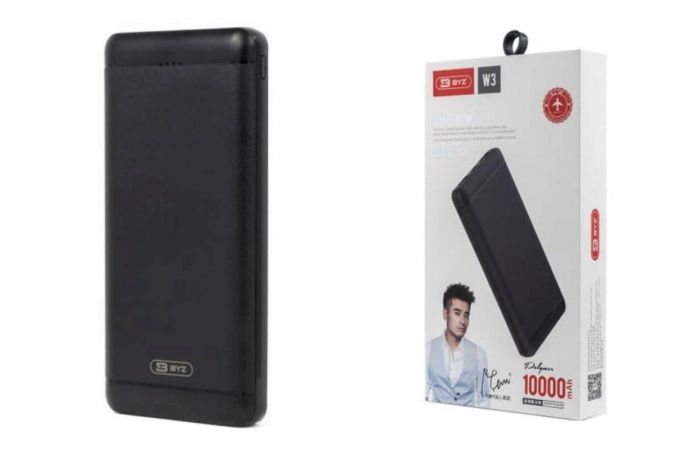 Универсальный дополнительный аккумулятор Power Bank BYZ Power Bank W3 (10000 mAh) (черный)