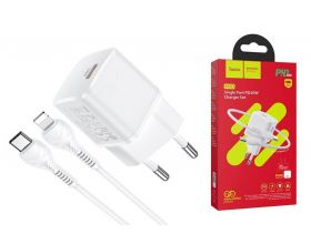 Сетевое зарядное устройство USB-C + кабель Lightning - Type-C HOCO N10 Starter PD 20W+QC 3.0 (белый)