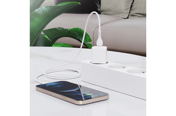 Сетевое зарядное устройство USB-C + кабель Lightning - Type-C HOCO N10 Starter PD 20W+QC 3.0 (белый)