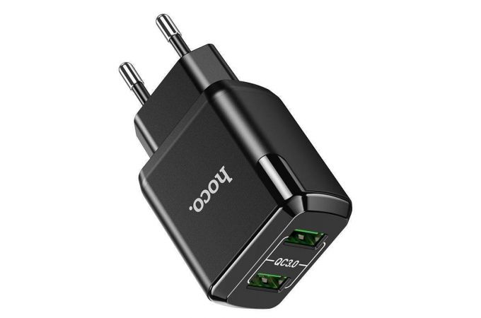 Сетевое зарядное устройство USB + кабель Type-C HOCO N6 Charmer PD 20W+QC 3.0 (черный)