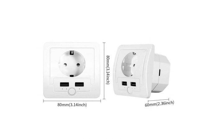Умная розетка Орбита OT-HOS15 (1 гнездо,16А,Wi-Fi, 2*USB)