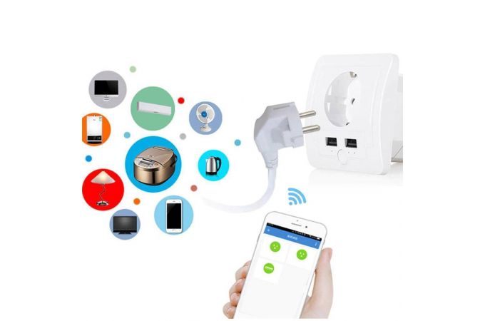 Умная розетка Орбита OT-HOS15 (1 гнездо,16А,Wi-Fi, 2*USB)