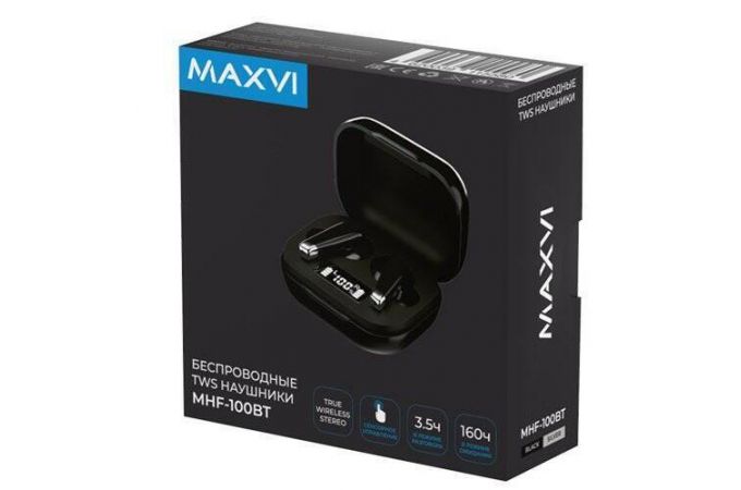 Наушники вакуумные беспроводные Maxvi MHF-100 черно-серебристые