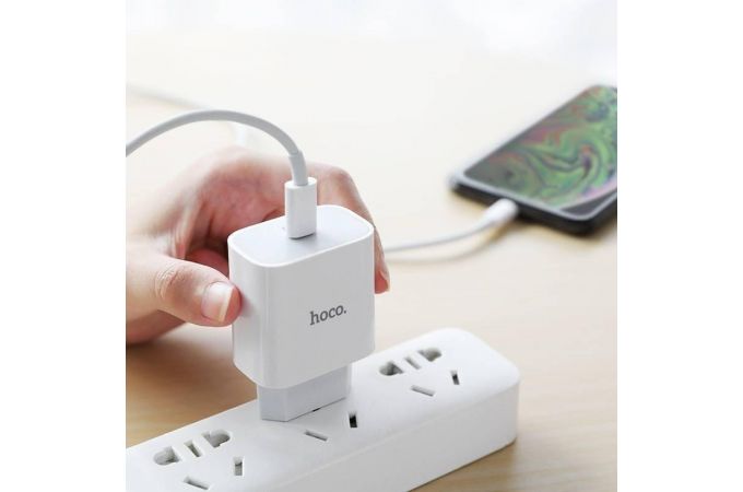 Сетевое зарядное устройство USB-C + кабель Lightning - Type-C HOCO C76A Type-C 20W Speed charger PD (белый)