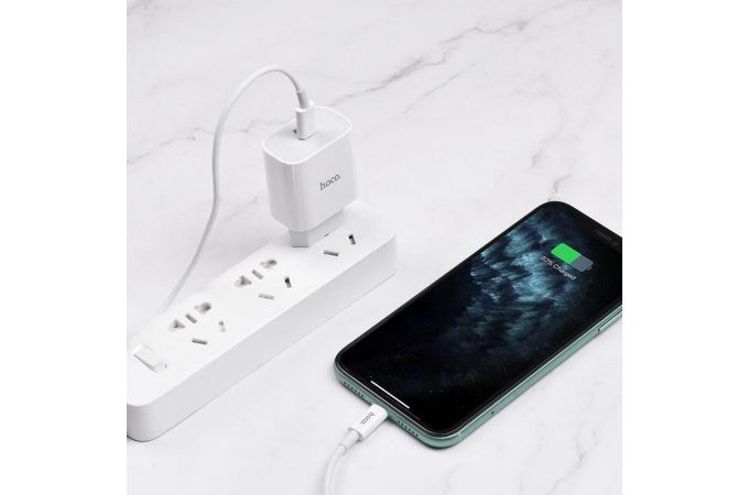 Сетевое зарядное устройство USB-C + кабель Lightning - Type-C HOCO C76A Type-C 20W Speed charger PD (белый)