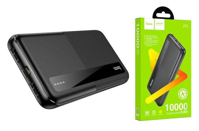 Универсальный дополнительный аккумулятор Power Bank HOCO J75 (10000 mAh) (черный)