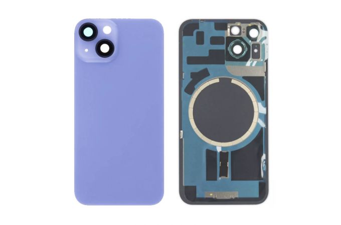 Задняя крышка (стекло) в сборе с рамкой для iPhone 14 (Blue)