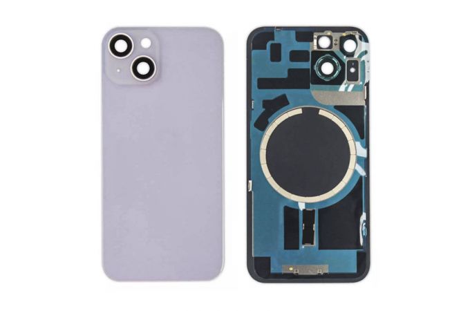 Задняя крышка (стекло) в сборе с рамкой для iPhone 14 (Purple)