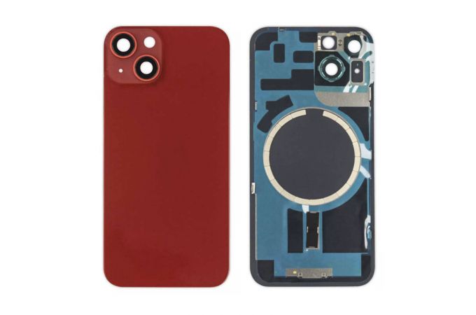 Задняя крышка (стекло) в сборе с рамкой для iPhone 14 (Red)
