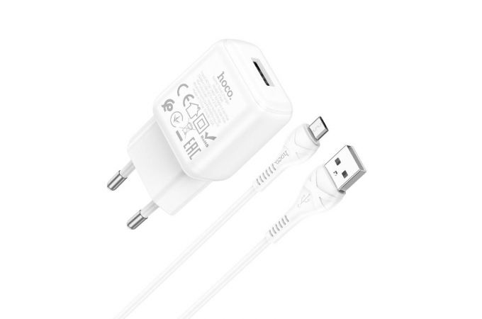 Сетевое зарядное устройство USB + кабель MicroUSB HOCO C96A 2400mAh (белый)