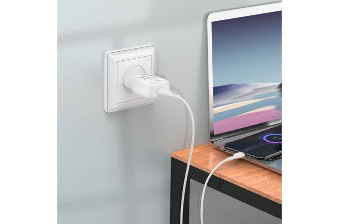 Сетевое зарядное устройство USB + кабель MicroUSB HOCO C96A 2400mAh (белый)