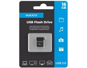 USB флеш накопитель 16 Gb Maxvi MM Dark grey  мини, металл  / FD16GBUSB20C10MM