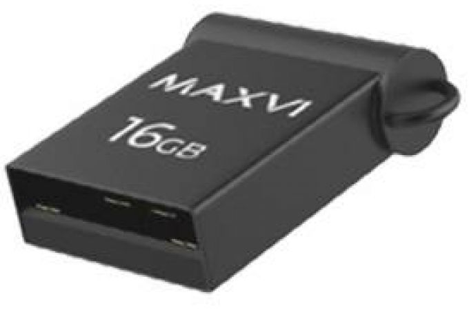 USB флеш накопитель 16 Gb Maxvi MM Dark grey  мини, металл  / FD16GBUSB20C10MM