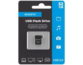 USB флеш накопитель 32 Gb Maxvi MM Dark grey  мини, металл  / FD32GBUSB20C10MM