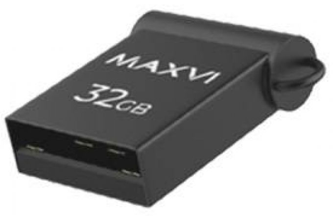 USB флеш накопитель 32 Gb Maxvi MM Dark grey  мини, металл  / FD32GBUSB20C10MM