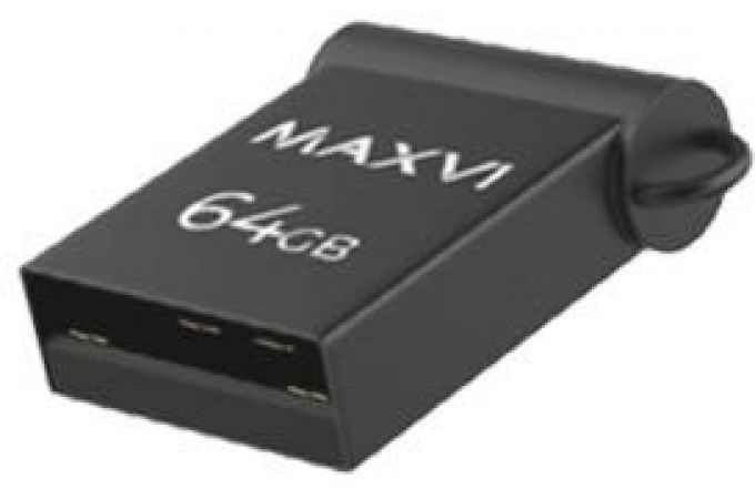 USB флеш накопитель 64 Gb Maxvi MM Dark grey  мини, металл  / FD64GBUSB20C10MM