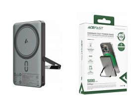 Универсальный дополнительный аккумулятор Power Bank ACEFAST M16 PD18W ultra-thin magnetic wireless charging power bank with stand 5000mAh Black (черный)