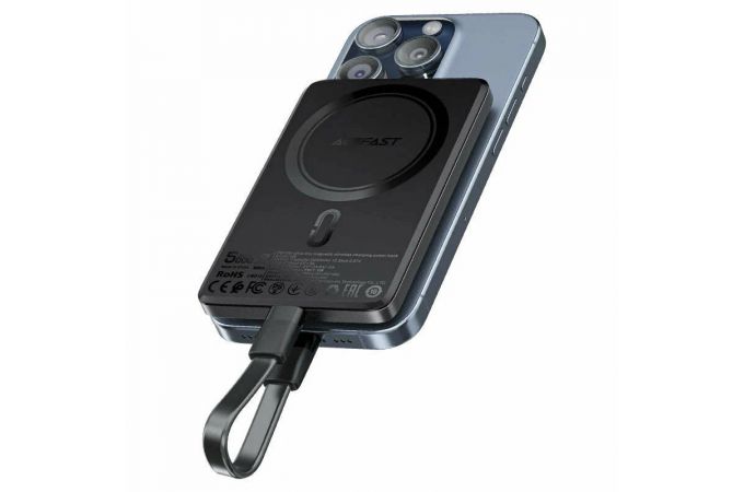 Универсальный дополнительный аккумулятор Power Bank ACEFAST M8 PD18W Ultra-thin Magnetic Wireless Charging 5000mAh Black